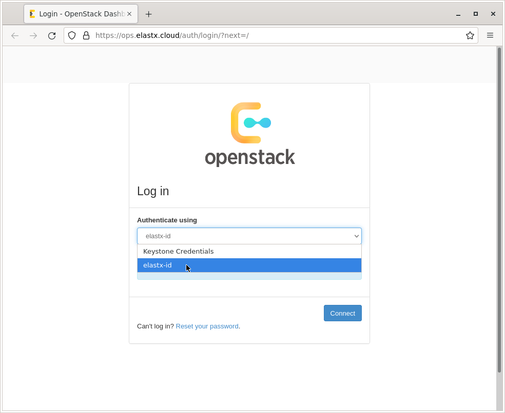 Horizon login page